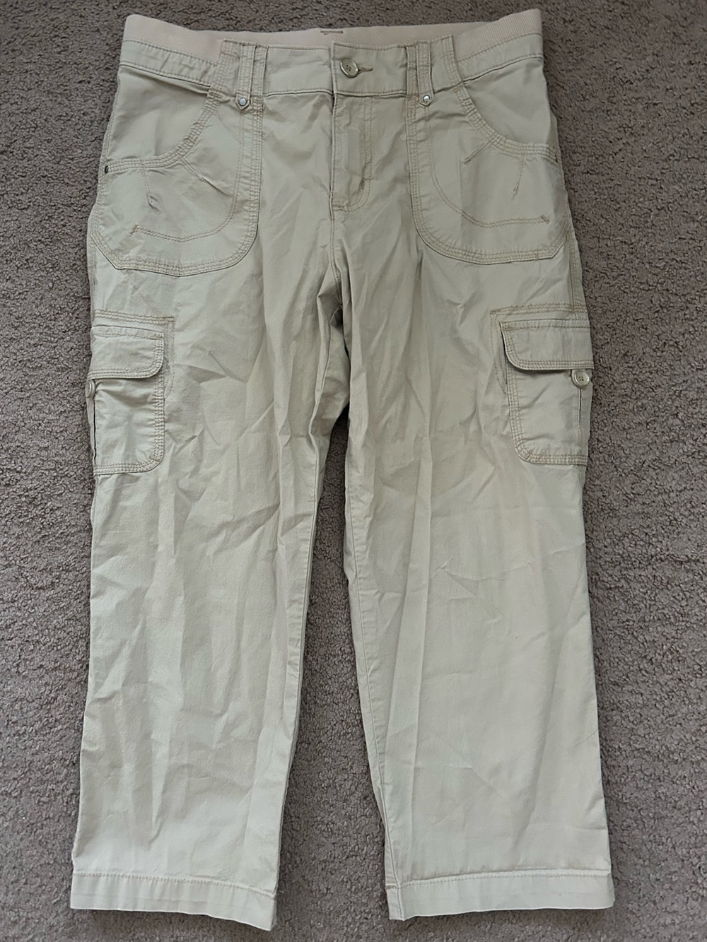 Lee Relaxed Fit Women's Tan Cargo Capris Pants 10 Medium